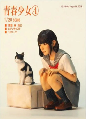 Resin Figure Kit 1/20 Girl with Cat Unpainted Resin Bust Kit