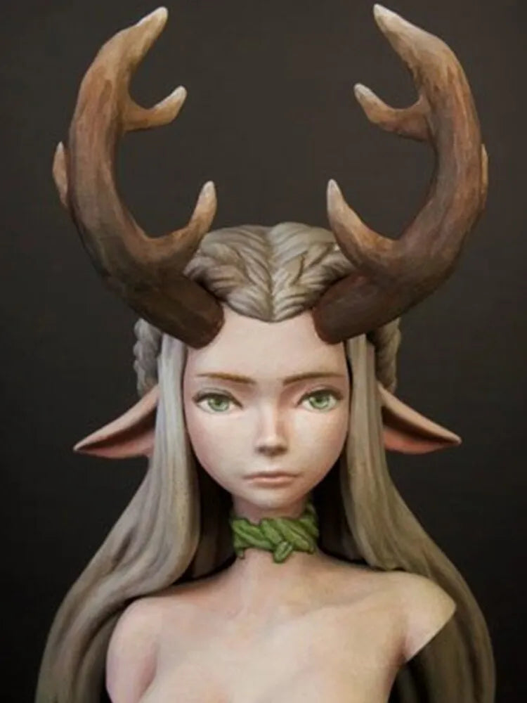 Resin Figure Kit 10cm Deer Elf Resin Bust Unpainted Garage Kit